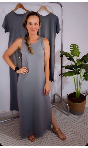  Vestido Sofiah - Cinza - DELLYUS