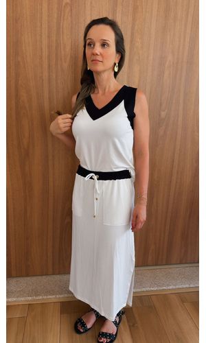 Conjunto Ana Bicolor Off White e Preto - DELLYUS