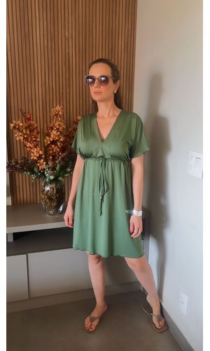 Saída Decote em V Verde Militar - DELLYUS