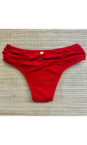 Hot Pants Drapeada Vermelho Texturizado - DELLYUS