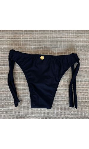 Tanga De Amarrar Larga Preto Texturizado - DELLYUS