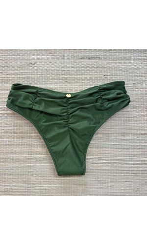 Hot Pants Drapeada Verde Militar Texturizado - DELLYUS