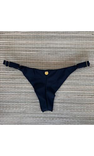 Tanga Fio em Dobra Com Regulagem Preto Texturizado - DELLYUS