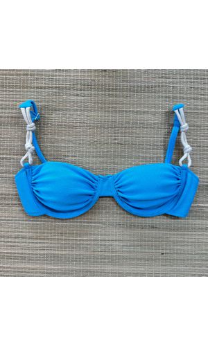 Top Meia Taça Verona Azul Turquesa Textura - DELLYUS