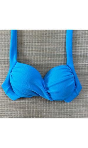 Top Meia Taça Azul Turquesa Textura - DELLYUS