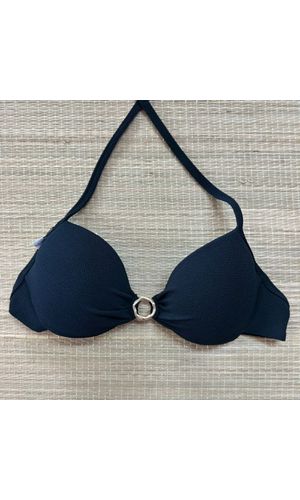 Top Meia Taça frente única Preto Textura - DELLYUS