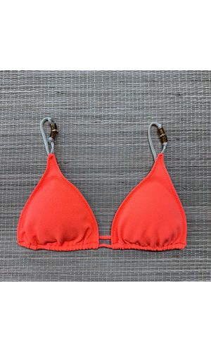 Top Cortininha detalhes Laranja Textura - DELLYUS