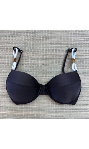 Top Meia Taça com detalhes Marrom Gloss - DELLYUS