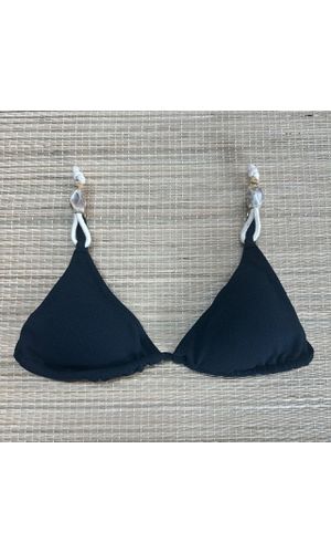 Top Cortininha detalhes Preto Textura - DELLYUS