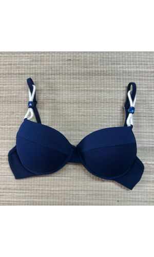 Top Meia Taça com detalhes Marinho Textura - DELLYUS