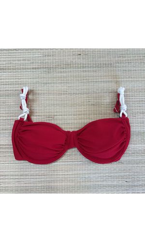 Top Meia Taça Verona Vermelho Textura - DELLYUS