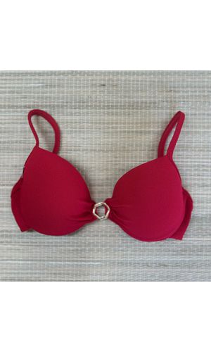 Top Meia Taça frente única Vermelho Textura - DELLYUS