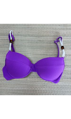 Top Meia Taça com detalhes Fúcsia Textura - DELLYUS