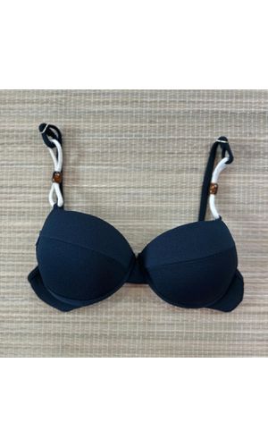 Top Meia Taça com detalhes Preto Textura - DELLYUS