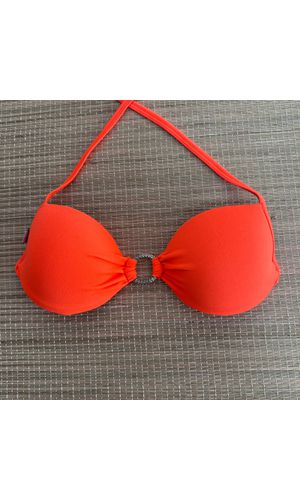 Top Meia Taça frente única Laranja Textura - DELLYUS