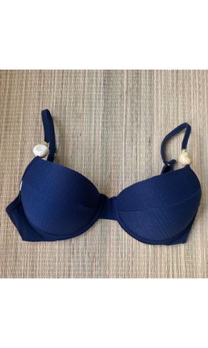 Top Meia Taça com detalhes Navy - DELLYUS