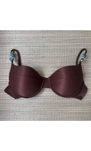 Top Meia Taça com alça com detalhes Cappuccino - DELLYUS