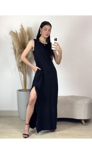 VESTIDO REGATA FENDA BABADO 