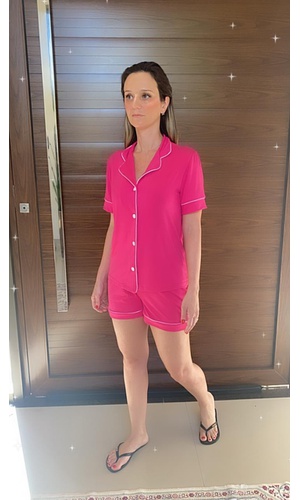 Pijama Americano Curto Pink - DELLYUS