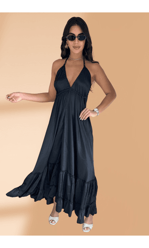 Vestido Seda Preto - Poliana Finzetto