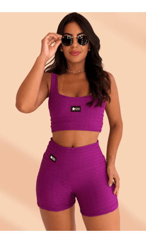 Conjunto Fitness Canelado Ondas Uva - Poliana Finzetto