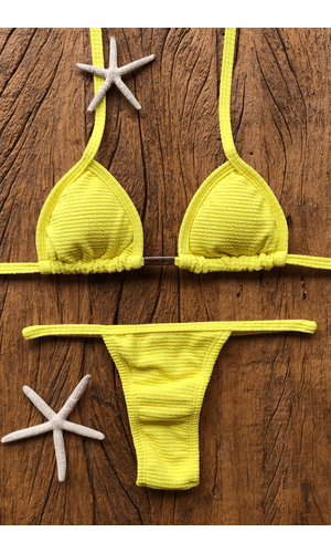 Biquíni Marquinha de Fita Amarelo Textura - Poliana Finzetto