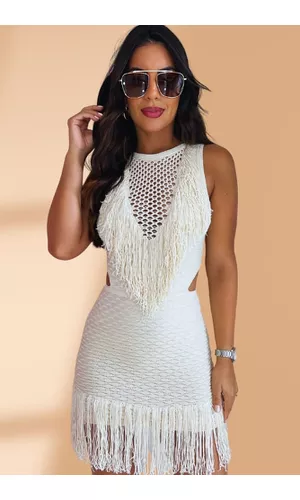 Vestido Curto Riviera Off White - Poliana Finzetto