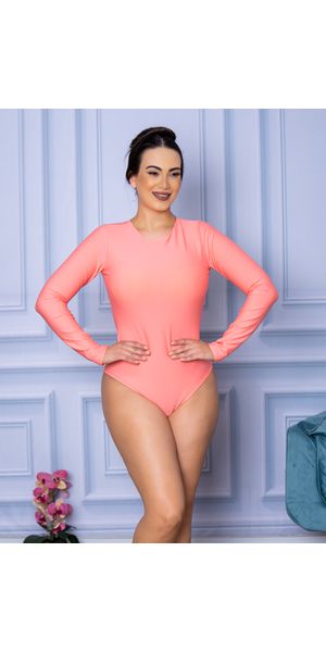 Body Feminino Manga Longa Fechada Rosa - Moda LLevo | Moda Fitness
