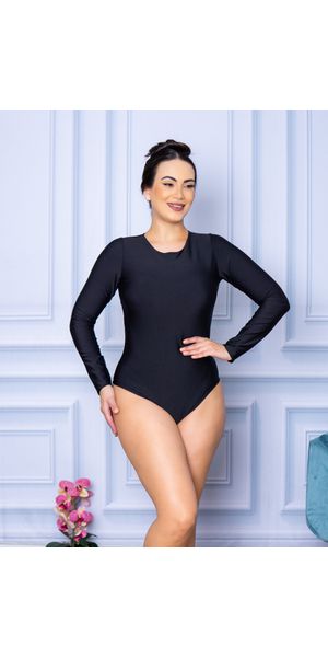 Body Feminino Manga Longa Fechada Preto - Moda LLevo | Moda Fitness