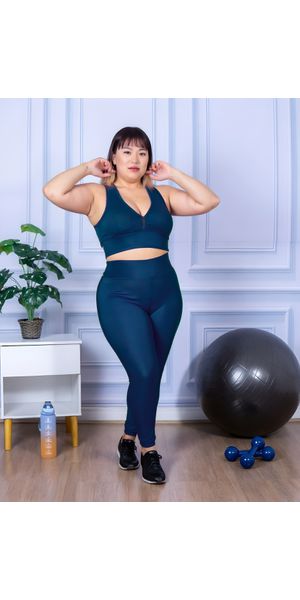 Calça Legging Feminina Plus Size Azul Marinho - Moda LLevo | Moda Fitness