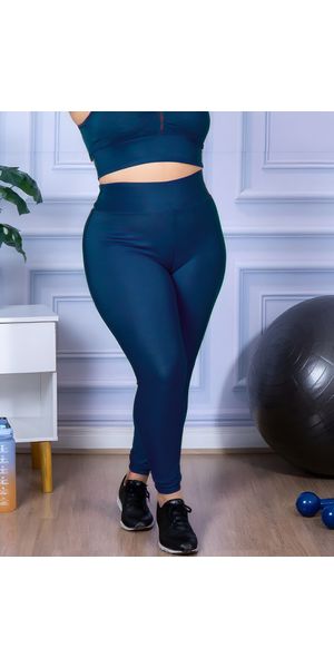 Calça Legging Feminina Plus Size Azul Marinho - Moda LLevo | Moda Fitness