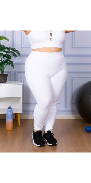 Calça Legging Feminina Plus Size Branco - Moda LLevo | Moda Fitness