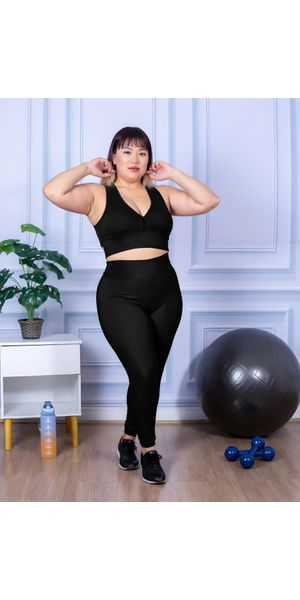 Calça Legging Feminina Plus Size Preta - Moda LLevo | Moda Fitness