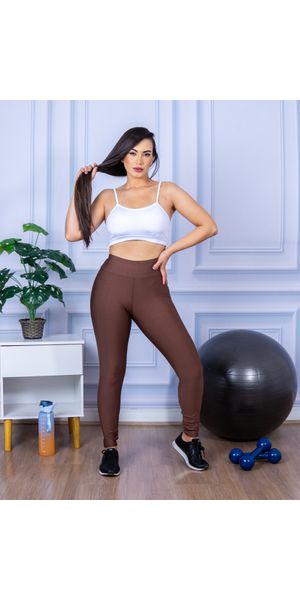 Calça Legging Fitness Suplex Marrom - Moda LLevo | Moda Fitness