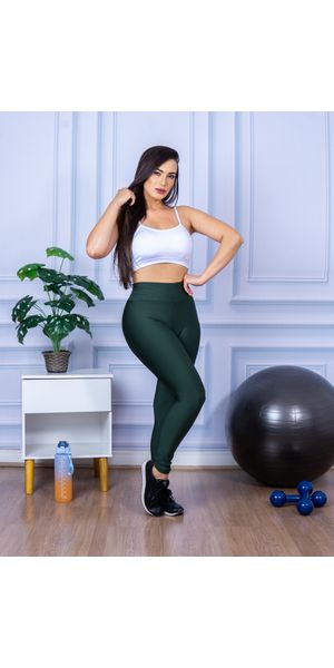 Calça Legging Fitness Suplex Verde Militar - Moda LLevo | Moda Fitness