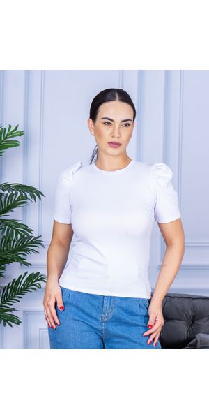 Camiseta Feminina Canelada Manga Princesa Branco - Moda LLevo | Moda Fitness
