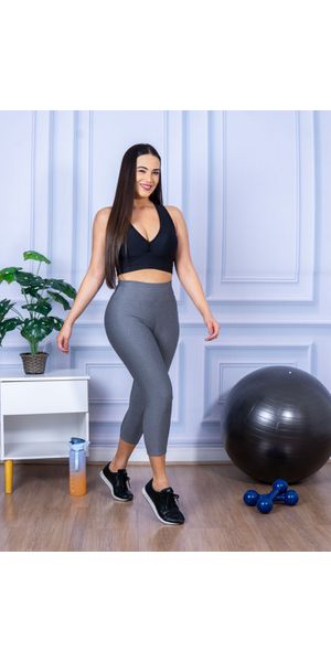 Calça Legging Suplex Corsário Cinza - Moda LLevo | Moda Fitness