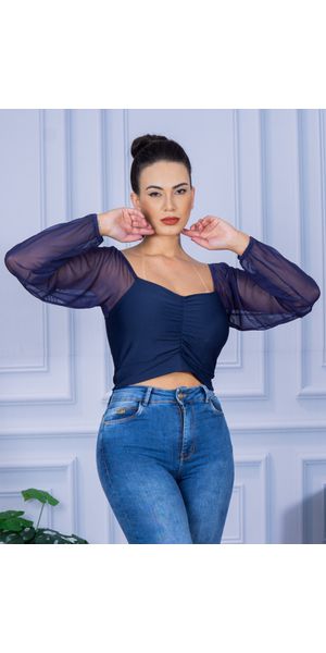 Cropped Suplex Manga Longa Marinho - Moda LLevo | Moda Fitness