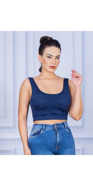 Cropped Suplex Regata Azul Marinho - Moda LLevo | Moda Fitness