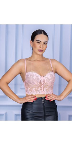 Top Cropped Rendinha Alcinha Rosa - Moda LLevo | Moda Fitness