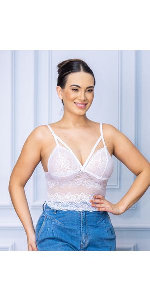 Top Cropped Renda Branco - Moda LLevo | Moda Fitness
