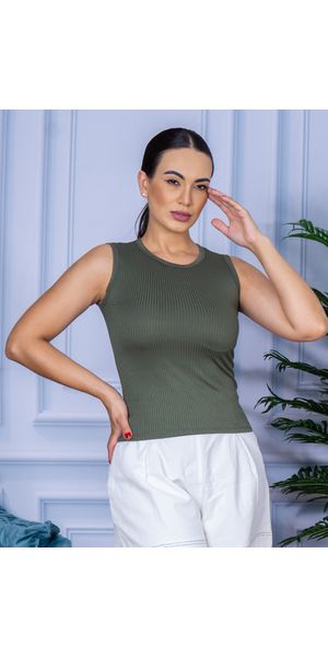 Regata Canelada Verde Militar - Moda LLevo | Moda Fitness