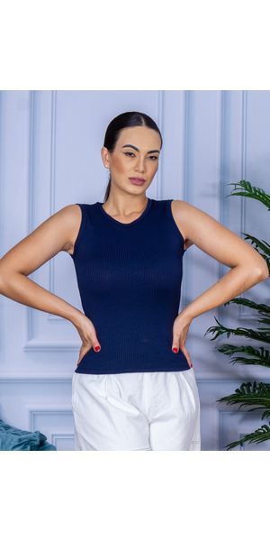 Regata Canelada Azul Marinho - Moda LLevo | Moda Fitness