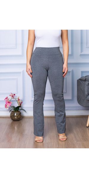 Calça Flare Feminina Boca De Sino Bailarina Cintura Alta Cinza - Moda LLevo | Moda Fitness