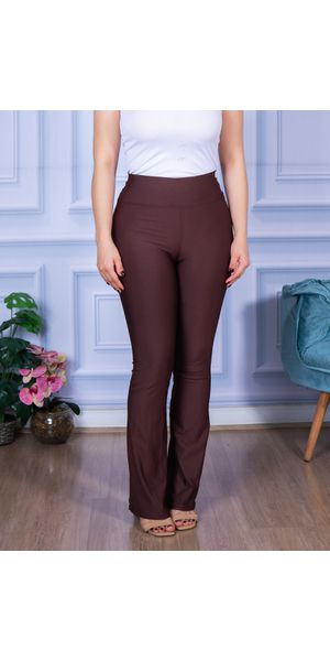 Calça Flare Feminina Boca De Sino Bailarina Cintura Alta Marrom - Moda LLevo | Moda Fitness