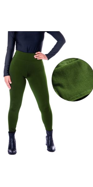 Calça Legging Suplex Flanelada Verde Militar - Moda LLevo | Moda Fitness