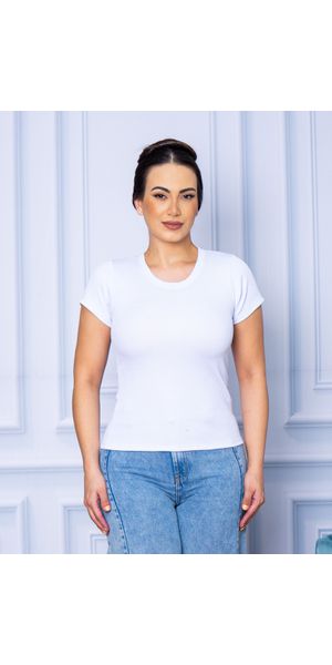 Camiseta Canelada Básica Branco - Moda LLevo | Moda Fitness