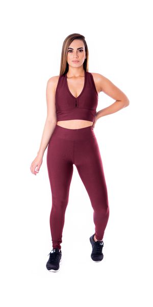 Conjunto Suplex Liso Bordô - Moda LLevo | Moda Fitness