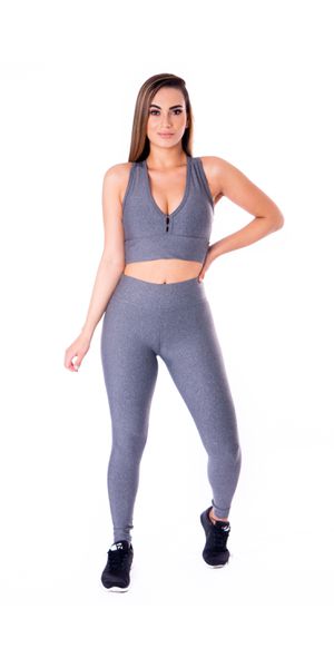 Conjunto Suplex Liso Cinza - Moda LLevo | Moda Fitness