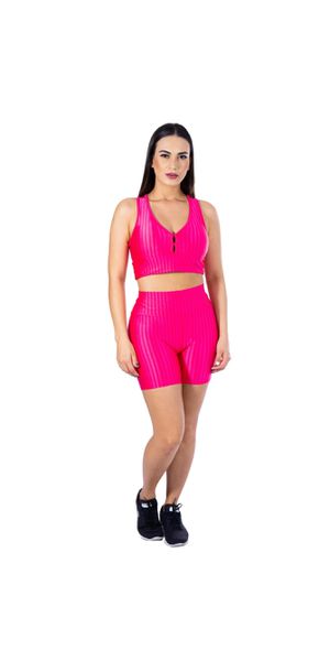 Conjunto Shorts 3D + Top Nadador Pink - Moda LLevo | Moda Fitness